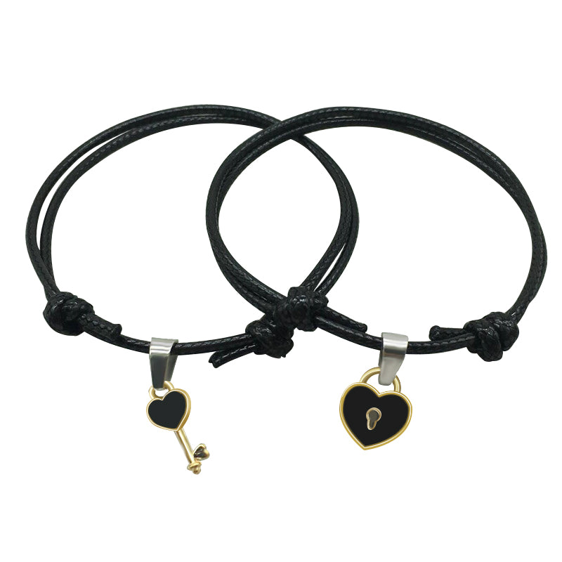 Key Lock Charm Bangle Chain Beaded Beads Bracelets Women - Temu