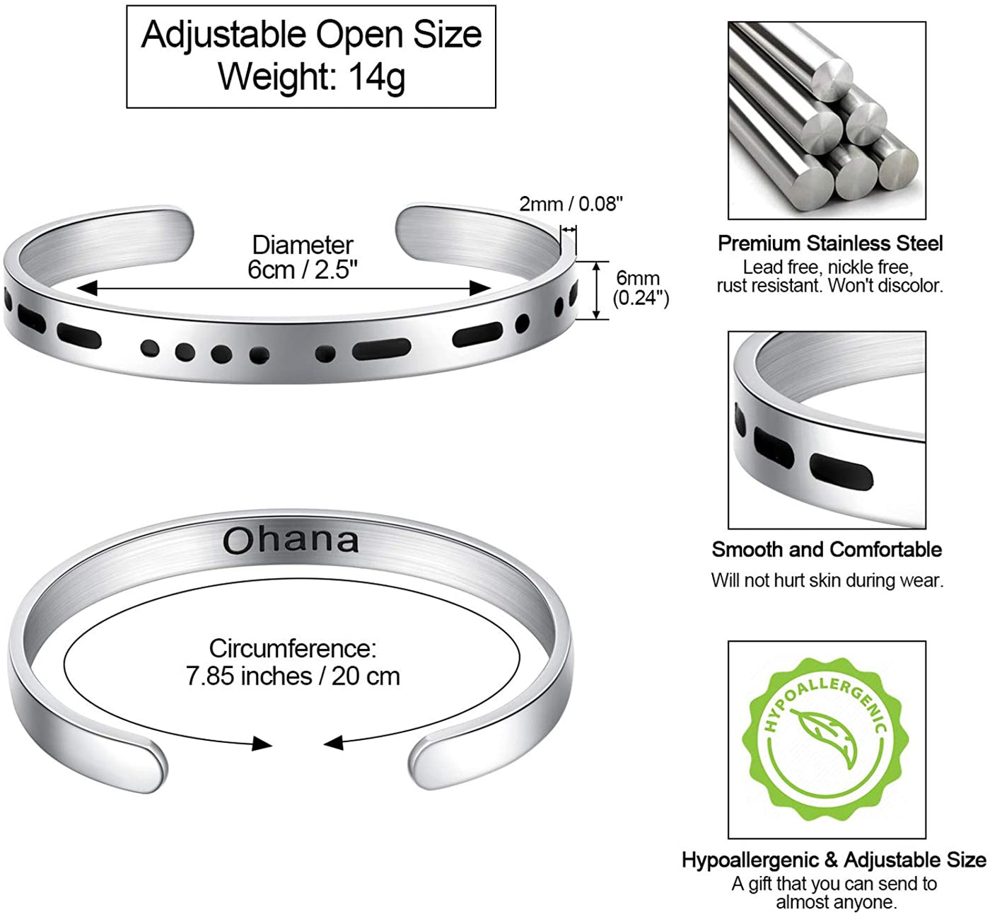 OHANA Morse Code Bracelet